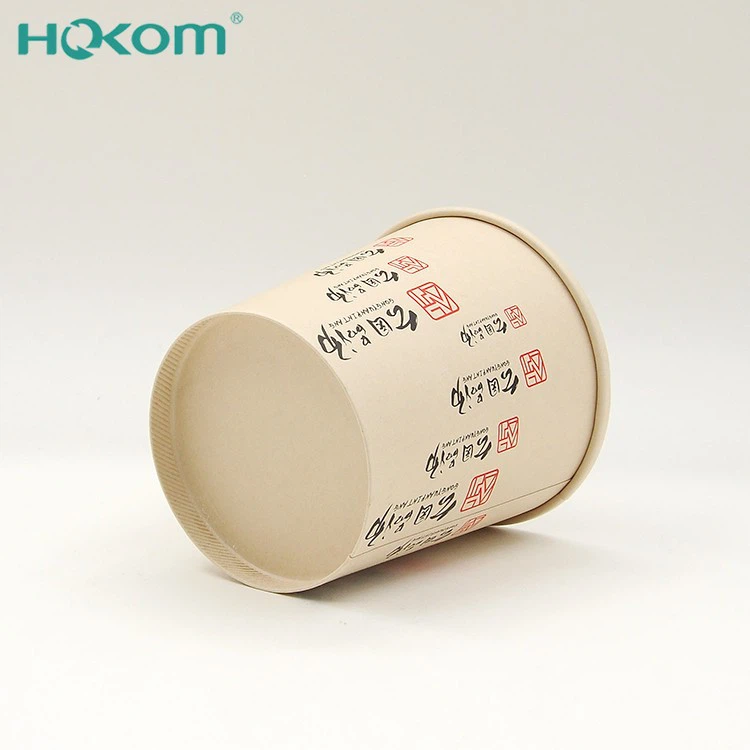 Hokom PE Coated Bamboo Fiber Paper Soup Cup Customized Bowl Soup Container With Lid High Quality Bamboo Fiber Paper Cups