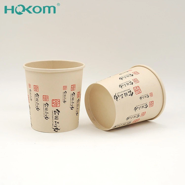 Hokom PE Coated Bamboo Fiber Paper Soup Cup Customized Bowl Soup Container With Lid High Quality Bamboo Fiber Paper Cups